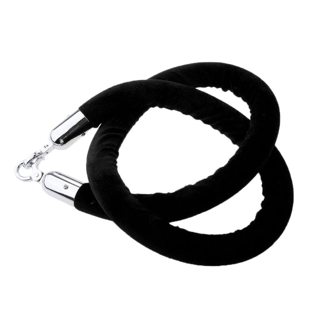 Corde de Barrière Diviseur de Files d'Attente 1.5m Corde Torsadée Cordon Séparation pour Poteaux de Guidage - Noir, 1.5m