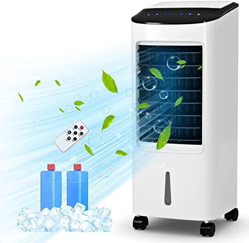 ARLIME Evaporative Air Cooler, 3-in-1 Portable Air Conditioner Fan & Humidifier, 3 Wind Speeds, 3 Modes, LED Display, 7L Water Tank & Ice Packs, Windowless Bladeless Swamp Cooler for Room Office -  AREP-23995