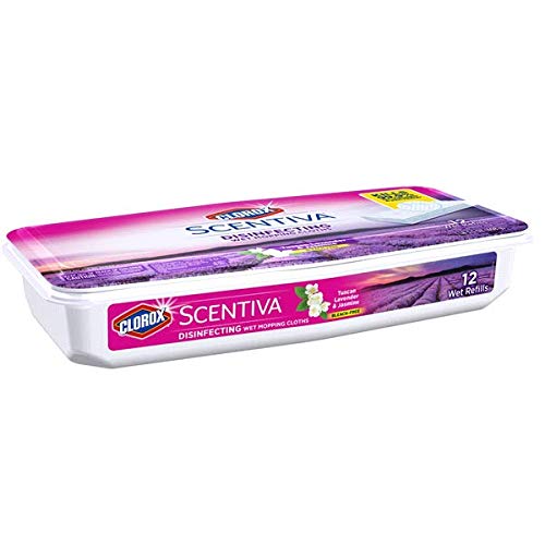 CX Company Clorox Scentiva Disinfecting Mopping Pad Tuscan Lavender & Jasmine-12 Wet Refills, 5.90 Inch x 2.25 Inch x 11.44 Inch, White