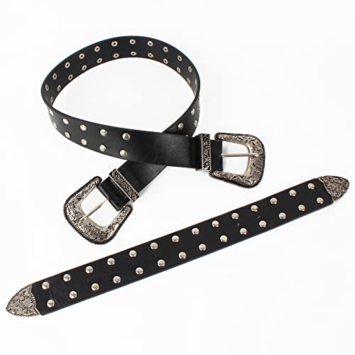 Van Caro Women Wild double buckle belt - Genuine Western Leather Belts for Pants Dresses3