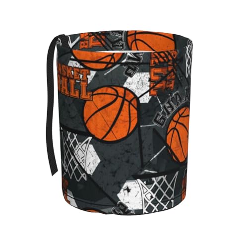 Image of Small Car Trash Can, Cool Basketball Design Hanging Foldable Car Trash Bag, Waterproof Leakproof Garbage Bin, Car Interior Organizer Accessories