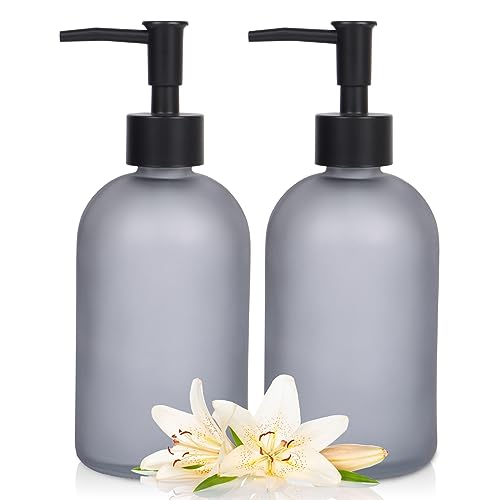 シャンプーボトル ディスペンサー 2本セット 遮光瓶 410ml 詰め替え可能な液体ソープディスペンサー 食器用洗剤 液体 ハンドソープ 詰め替えボトル ガラス 洗剤 キッチン 洗剤詰め替えボトル おしゃれ 台所 洗面所 バスルーム キッチンシンク 消毒液