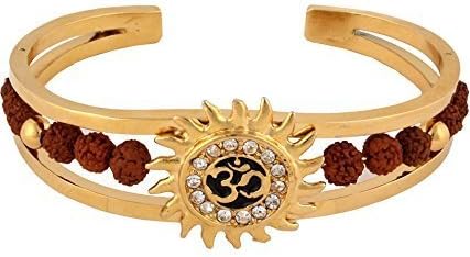 Ashvi Cottage- Brass Rudraksha Gold Plated Chain Bracelet For Men