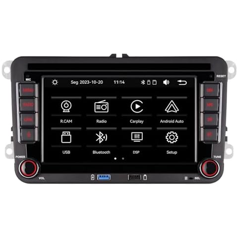 Double din Car Stereo Compatible with Wireless Carplay Android Auto with High Power Output 7 inch Bluetooth/FM AM Radio/USB/for VW Golf 5 6 Passat Jetta Caddy EOS T5 Tiguan Touran CC Polo Cover