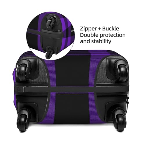 Purple Buffalo Plaid Print Luggage Cover For Suitcase,Washable Elastic Travel Suitcase Protector With Zipper Closure And Bottom Buckle – Fits 18-32" Luggage-Medium2