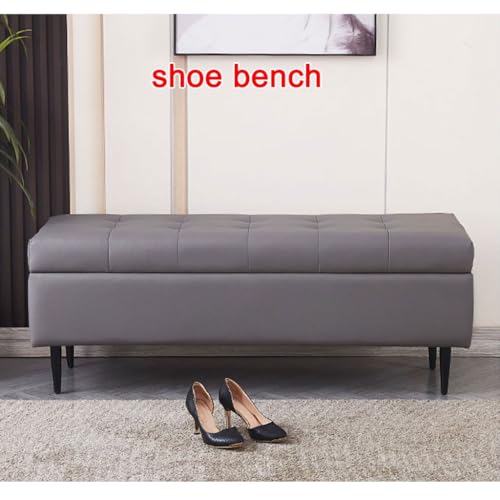 Banc ottoman capitonné 60 cm bout de lit et banc d'entrée gris