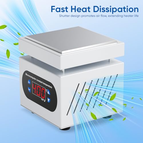 PCB Heizstation, 350W Elektrische Heizplatte Lötstation 100x100 MM, 0-400℃, Vorheizen Station, LED Mikrocomputer Elektrische Vorwärmung Rework Heater Lab für Reparatur von Handy-Displays & Komponenten