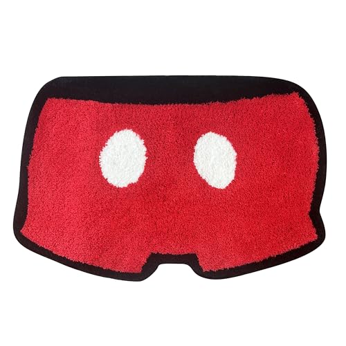 GOODNHAPPY Cute Cartoon Door Mat for Boys Room Funny Mouse Bathroom Decor Accessories Bathrug Non-Slip Rugs for Girls Bedroom Home Decor Lovely Floor Rug Bathmat (Red)