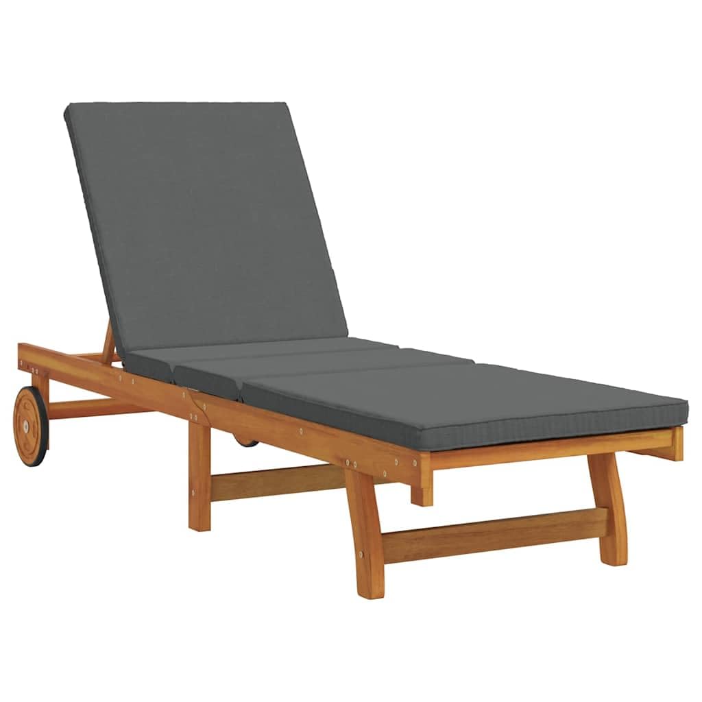 Leżak Brązowy Lite Drewno Akacji 199 x 63 x 85 cm Składany Leżak Ogrodowy z Regulowanym Oparciem i Podnóżkiem Odporny na Warunki Atmosferyczne na Taras