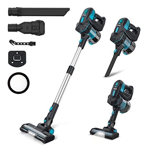 INSE Cordless Vacuum Cleaner, 6-in-1 Lightweight Stick Vacuum, Powerful Rechargeable Vacuum with 2200mAh Battery Up to 45mins Runtime, Versatile Quiet Vacuum Cleaner for Hard Floor Pet Hair Home Car