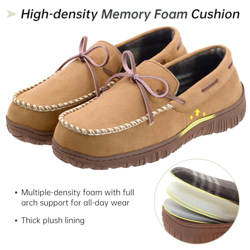 Image of Vonair Mens Moccasin Slippers Indoor Outdoor Slip on Warm House Shoes Breathable Moccasins for Men