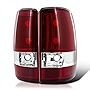 SPEC-D TUNING Red Clear Lens Tail Lights Compatible with 2000-2006 Chevy Tahoe, Chevy Suburban 1500/2500, GMC Yukon/XL, Left + Right Pair Assembly