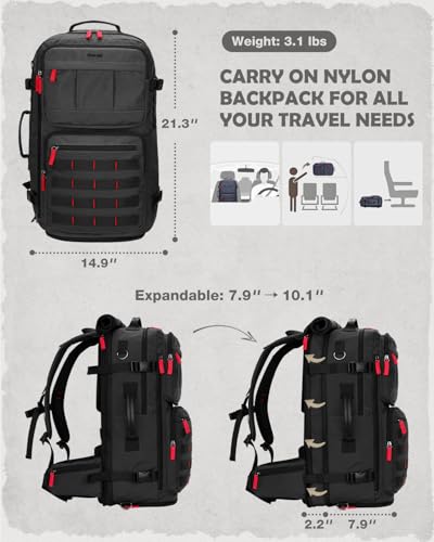 Gonex Travel Backpack, Large Carry-On Nylon Duffle Bag, 3-in-1 Convertible Laptop Bag for Men & Women, Durable for Work & Weekend Travel (Black)2