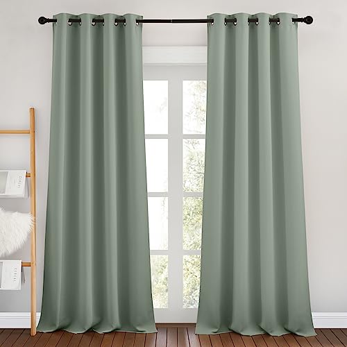 NICETOWN Blackout Living Room Curtains 90 inches Long - Energy Saving Thermal Insulated Sound Dampening Grommet Room Darkening Window Treatments for B