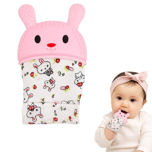 Image of FunBlast Baby Teething Mitten - Soft Silicone Teether Glove for Infants, BPA-Free, Safe & Comfortable Teething Toy for 3+ Months Babies, Toddlers, Infants (LightPink)