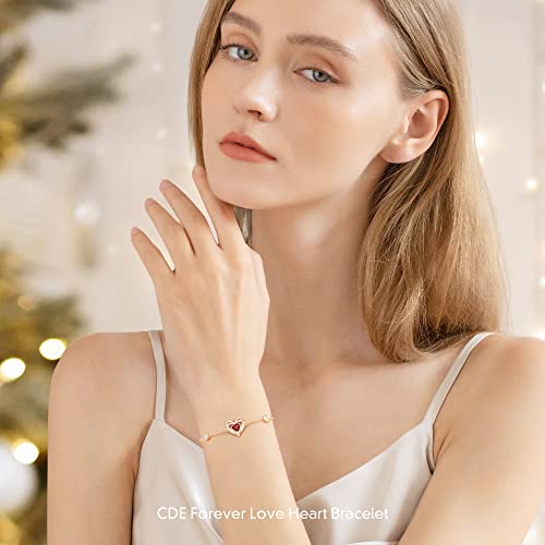 Cde Love Heart Bracelets For Women 925 Sterling Silver With Birthstone Zirconia, Christmas Birthday Anniversary Charm Link Chain Bracelet Jewelry Gifts For Women Girls Wife Girlfriend Her (Rose Gold-01-Jan.(Heart Zircon)) #TOP3