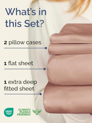 Image of Extra Deep Pocket Cal King Size Sheet Set - Breathable & Cooling - Mauve