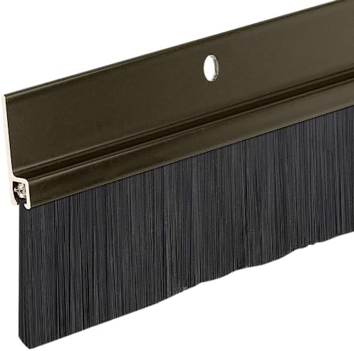 Brush Sweep Door Sweep with Black 1 1/2" Brush (3 FT, Brown)