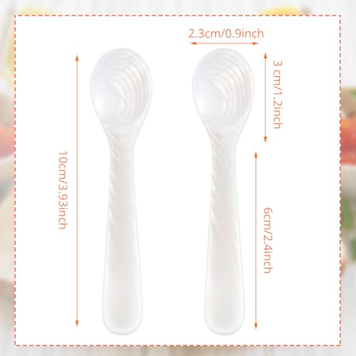 Image of Patelai 2 Pieces Mother of Pearl Caviar Spoons Round Handle, 10cm /3.93 Inch | Handcraft Pearl Spoon for Egg, Ice Cream, Coffee, Elegant Serving in Kitchen and Restaurant, Natural Shell Luster