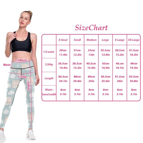 Calça feminina de ioga com estampa de gatos com nuvens fofas com céu azul levanta bumbum tamanho PP,