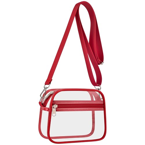 Image of Clear Bag for Stadium Events Clear Sports Fan Handbags Purses with Adjustbale Strap for Concerts Festivals Game Day