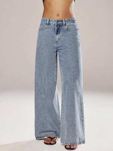 Image of Glossia Denim Baggy Jeans for Women | Stretchable High Waist Straight Fit Jeans for Women | High Rise Stretch Denim | Loose Fit Plus Size Denim (Sizes - 24 to 44) WJ71-1205-$