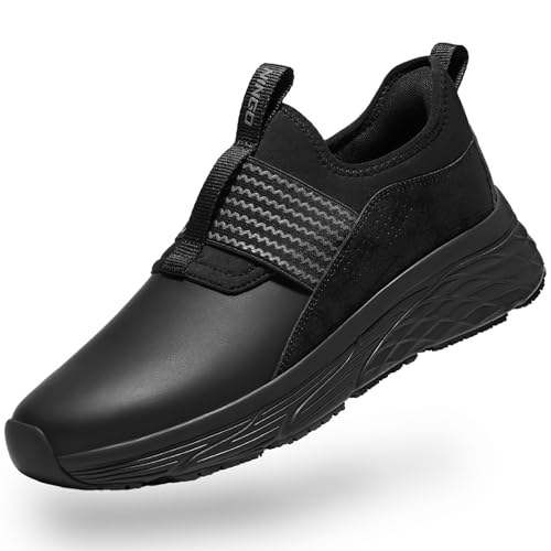 NINGO Non Slip Work Shoes for Men Food Service, Water & Oil Resistant Slip On Kitchen Chef Shoes,...