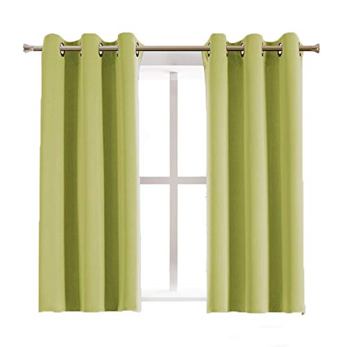 Aquazolax Window Curtains Blackout Drapes - Thermal Insulated Solid Grommet Blackout Curtains Draperies for Living Room, 2 Panels Set, 42 by 45-Inch, Greenery