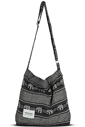 Image of Hobo Crossbody Bag for Women - Large Cotton Tote Shoulder Purse | Adjustable Strap