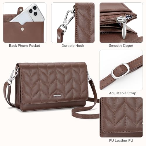 Image of nuoku Women Small Crossbody Bag Cellphone Purse Wallet with RFID Card Slots 2 Straps Wristlet
