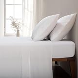 Casa da Laura - Sábanas Blancas con Bordado Blanco para Cama de 180 - Sábanas de Algodón de 200 Hilos 608 - Sábana Encimera, Sábana Bajera Ajustable y Dos Fundas de Almohada