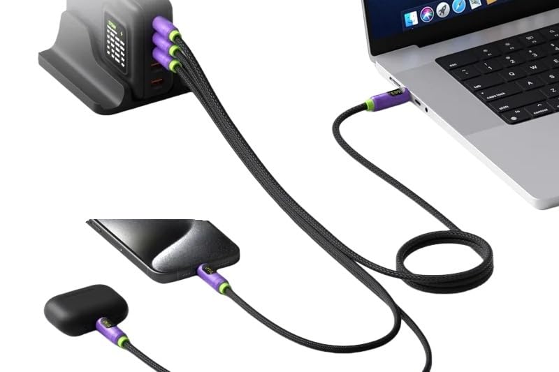 Cavo da USB C a USB C con display L*/ED Char/*ger Tipo di cavo/C PD 240 W Ricarica rapida*/ing cavo (viola, 2 m)