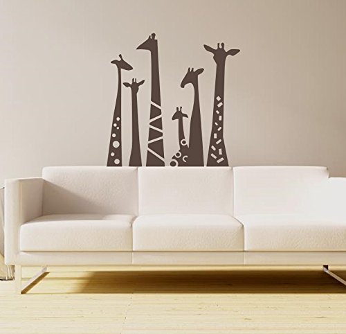 N.sunforest Set Of 6 Animal Wall Sticker Giraffe Necks Safari Vinyl Wall Art Wall Decal Living Room Baby's Room Decor #TOP6