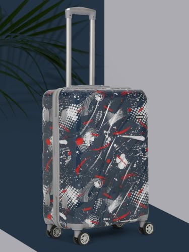 Image of Teakwood World Small 65 cm Check in Size Trolley Bag Polycarbonate 360 Degree 8 Wheels Luggage Bag with TSA Lock, Adjustable Handle Trolley Bags for Travel, Suitcase for Travel | Spark Blue