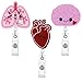 ASTER Ausweishüllen,3 Stück Karikatur Ausweishalter Filzstoff & Einziehbarer Draht & Rolle Krokodil Clip Retractable Badge Reels für Frauen Krankenschwester Doktor Lehrer Student（Herz/Gehirn/Lunge)