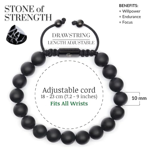 2 PIECE SET - Men's Beaded Bracelet And Flatbead Bracelet | Gift for Men | One Size Fits All | Used for Its Grounding Effects | 100% Natural | Adjustable Bracelet for Men with Gemstones4
