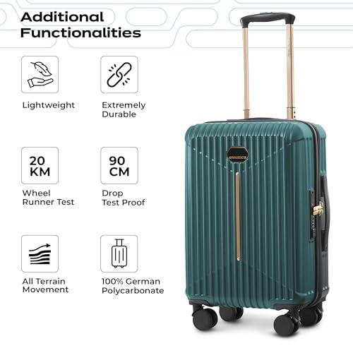 Image of Midnight Voyager 3 Pc Luggage Set Cabin 57cm Medium 67.5cm Large 76cm Polycarbonate Hard Case Trolley Bags with TSA Lock Dual Anti-Theft Zipper 360 Spinner Wheels Lightweight Moss Green