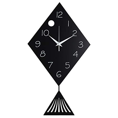 YGH Reloj de Pared de Metal, Moderno Silencioso Reloj de Péndulo de La Batería de Cuarzo Relojes de Pared Digitales, Cubierta Oficina Cocina Baño Salón Dormitorio Decoración