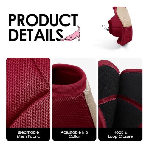 Image of AOFITEE Large Dog Cone - Adjustable Dog Cone to Stop Licking, Foldable Extra Large Cones Dogs for Wound Healing, Pet Elizabethan Cones Collar After Surgery, XL Fabric Pet Neck Collar, RosyRed X-Large