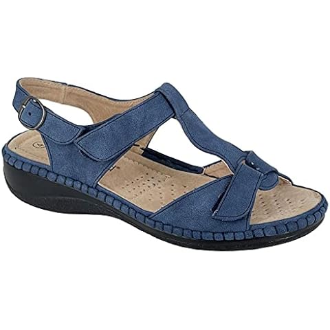 Dek Boulevard L955NC-8 Touch Fastening Faux Nubucr Sandals Navy Blue size 8 UK Cover