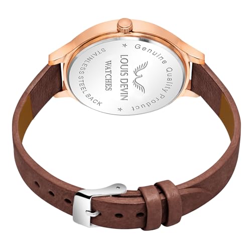 Image of LOUIS DEVIN Pink /Beige /Brown /Black Faux Leather Strap Analog Wrist Watch for Women (Silver /Rose Gold /Brown /Black Dial) | LD-CP501