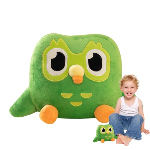 Genérico Duolingo Peluche Búho Verde, Juguete de Peluche Búho Verde Dulce, Muñecas de Peluche Búho de Dibujos Animados Verde, Almohada Abrazo de Peluche Lindo Búho para Niños