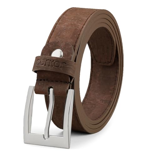 Men Cork Belt - Vegan Leather - Belt for Men Brown Black Color Durable, Adjustable, Non-Leather 1 1/8