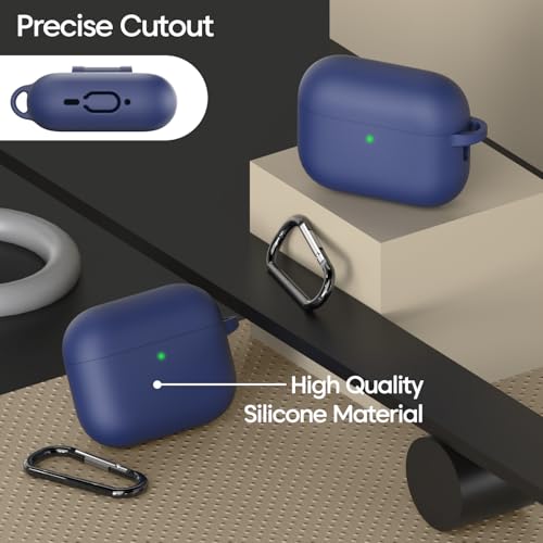 Image of Sounce Earphone Case Cover Compatible with Airpods Pro 3 / 3rd Generation TWS Soft Silicone Skin Case Cover Shock Absorbing Protective Case with Keychain [Front LED Visible] - Blue