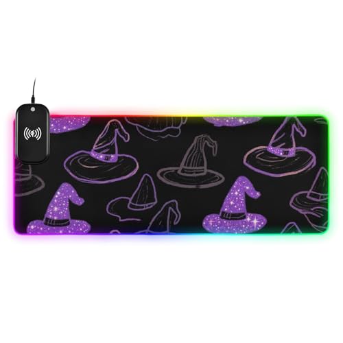 Tapis de souris Halloween pour offrir grand sous-main lumineux de bureau motif sorcière
