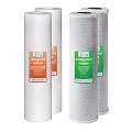 iSpring F4WGB22B 4.5” x 20” 2-Stage Whole House Water Filter Replacement Pack Set with Sediment and Carbon Block Cartridges, Fits WGB22B, White
