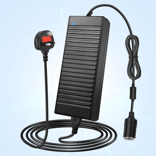 LightingWill Mains to 12V Adapter Power Supply with UK Plug, AC 240V to DC Transformer, Car Socket Charger Converter for Accessories, Household