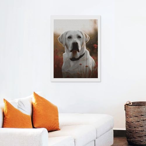 Peinture diamant Labrador blanc idée cadeau anniversaire création DIY - 5
