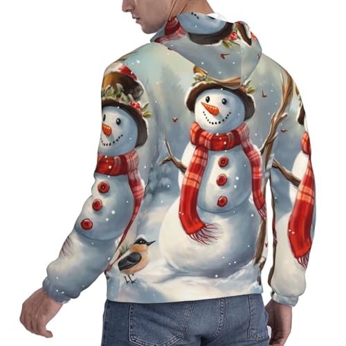 Men's Fleece Pullover Hoodie Long Sleeve Hooded Snowman Christmas Sweatshirt Casual Shirts With Pockets4
