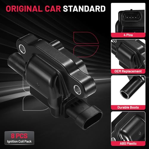 Image of BDFHYK Ignition Coils Pack Compatible with Buick LaCrosse Rainier, Compatible with Cadillac Escalade ESV EXT, Avalanche Camaro, Canyon Envoy 1500 2500 3500 V8 5.3L 6.0L Coil for UF413 Set of 8